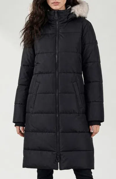 Noize Winter Long Parka With Faux Fur Trim In Black