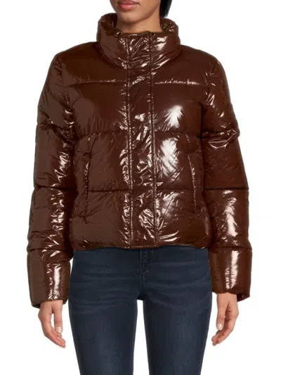 Noize Women's Coco Cropped Puffer Jacket In Espresso