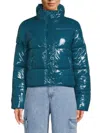 Noize Coco Crop Water Resistant Puffer Jacket In Oceanic