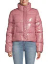 Noize Coco Crop Water Resistant Puffer Jacket In Rose