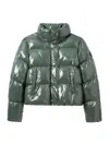 Noize Coco Crop Water Resistant Puffer Jacket In Sage Leaf