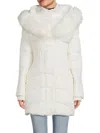Noize Gigi Vegan Faux Fur Trim Quilted Parka In White