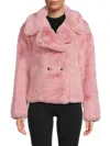 Noize Women's Loretta Faux Fur Peacoat In Rose