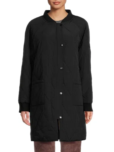 Noize Women's Quilted Puffer Longline Jacket In Black