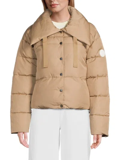 Noize Women's Yasmin Oversized Collar Puffer Jacket In Beige