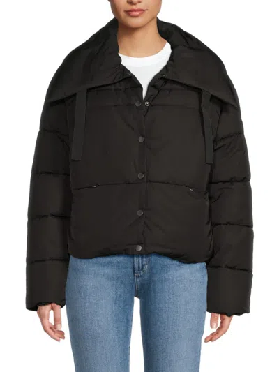 Noize Women's Yasmin Oversized Collar Puffer Jacket In Black
