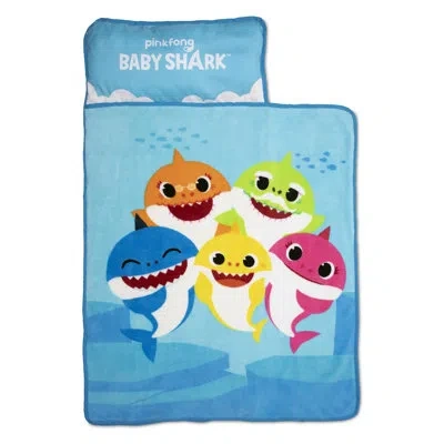 Nojo Baby Shark Toddler Nap Mat - Includes Attached Pillow And Blanket In Blue