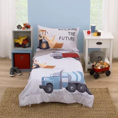 Nojo Construction Truck 4-pc. Toddler Bedding Set In Gray