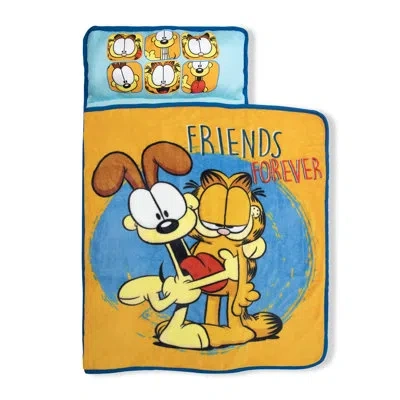 Nojo Garfield Forever Friends Toddler Nap Mat - Includes Attached Pillow And Fleece Blanket In Orange