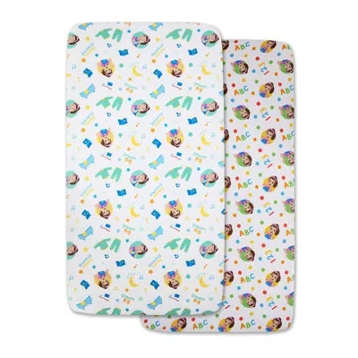 Nojo Ms. Rachel 2 Piece Toddler Sheet Set - Includes Two Fitted Toddler Sheets In White