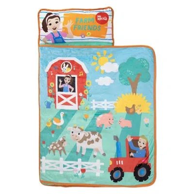Nojo Ms. Rachel Farm Friends Toddler Nap Mat - Includes Attached Pillow And Fleece Blanket In Aqua