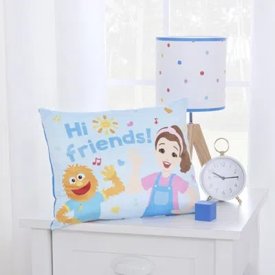 Nojo Ms. Rachel Happy Patchwork Decorative Toddler Pillow, Blue, Pink In Blue,pink