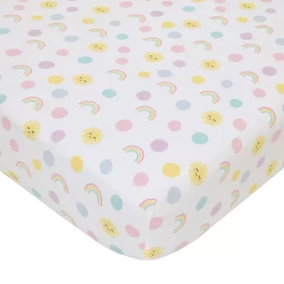 Nojo Sunshine And Rainbow Crib Sheet In Pink