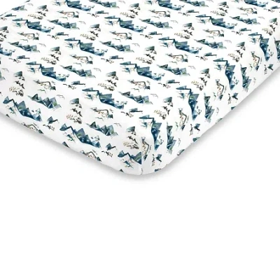 Nojo Watercolor Mountain Mini Crib Sheet In Blue