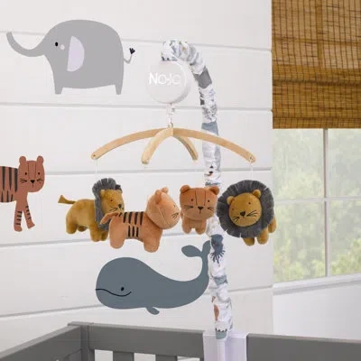 Nojo Zoo Velboa Lions And Tigers Musical Mobile In Brown;white;gray