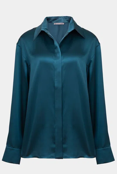 Nokaya Blue The Lady Silk Shirt Teal Eclipse