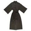 Nokaya Brown Silk Long Kimono-style Robe The Lady In Brown