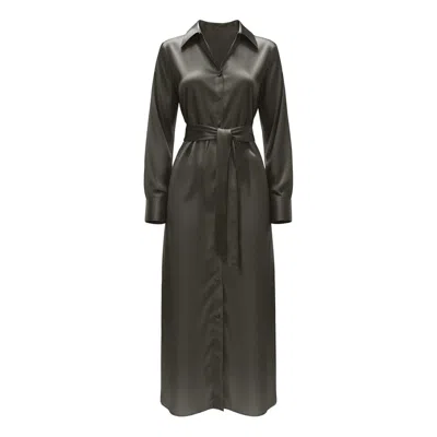 Nokaya Brown Silk Shirt Dress The Lady