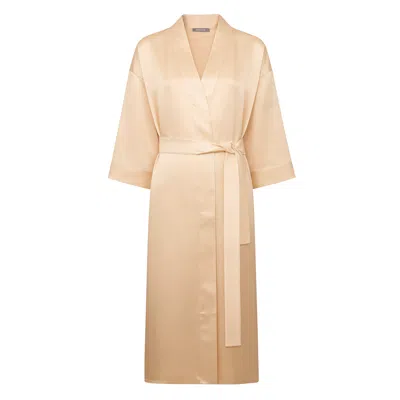Nokaya Gold The Lady Silk Kimono Robe Caramel