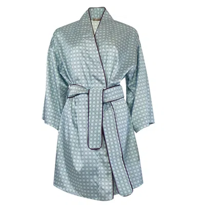 Nokaya The Lady Silk Kimono Robe Blue