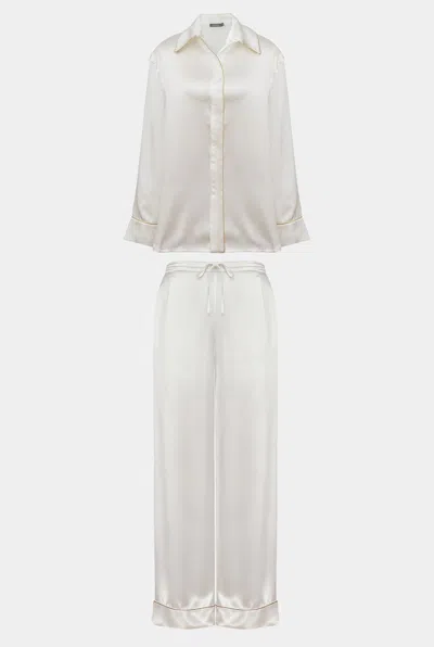 Nokaya White The Lady Silk Pyjamas Ivory