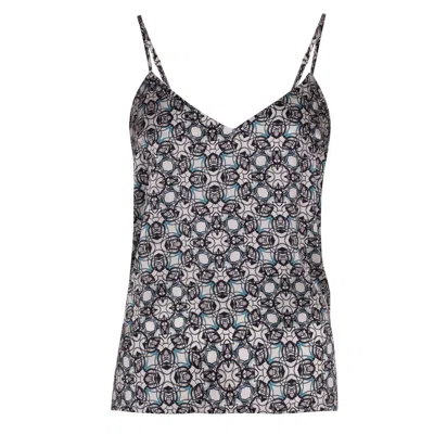 Nokaya Women's Black Crystal Neo Geo Silk Camisole