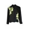 Nokaya Women's Black Silk Dreamscape Pyjama Shirt Flower Print In Black