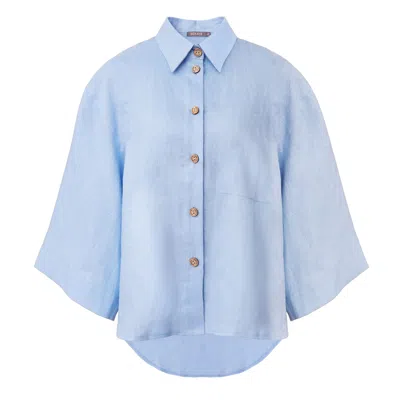 Nokaya Women's Blue Heavy Linen Shirt Perfect Days
