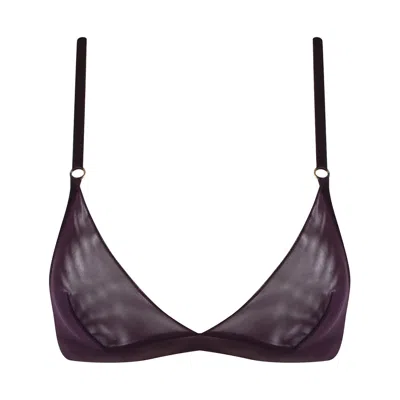 Nokaya Women's Brown I.d. Line Soft Triangle Fine Mesh Bralette Fudge
