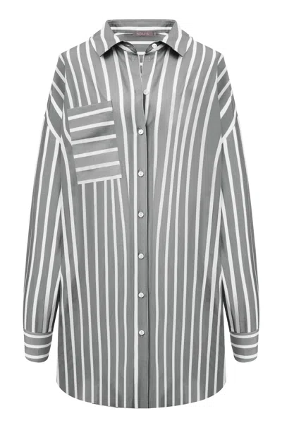 Nokaya Women's Grey Silk Cotton Shirt Quiet Gray