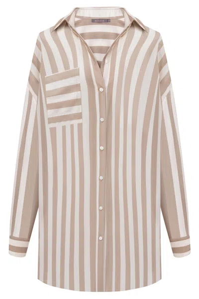 Nokaya Women's Neutrals Silk Cotton Shirt Oat Milk