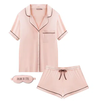 Nokaya Women's Pink Bamboo Short Pyjama Set In Peach Powder