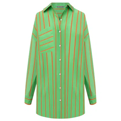 Nokaya Women's Silk Cotton Shirt Retro Green