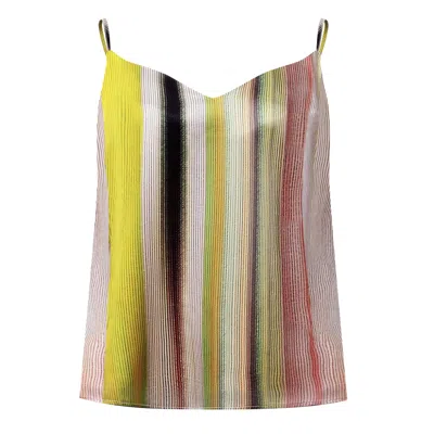 Nokaya Women's White Art Stripes Silk Camisole