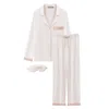 Nokaya Women's White Bamboo Long Pyjama Set In Unbleached Cotton In White