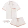 Nokaya Women's White Bamboo Short Pyjama Set In Unbleached Cotton In White