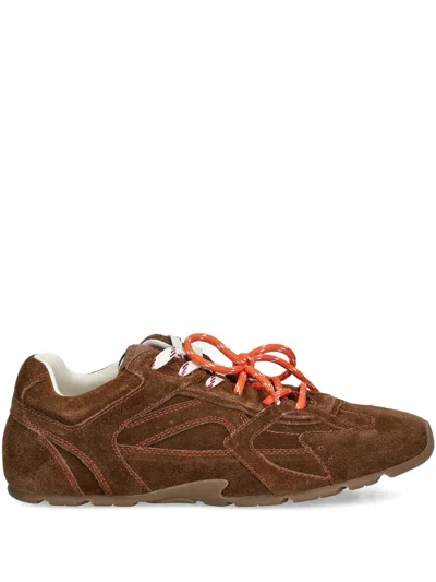 Nokwol Atlas Tan Suede Panelled Trainers In Brown