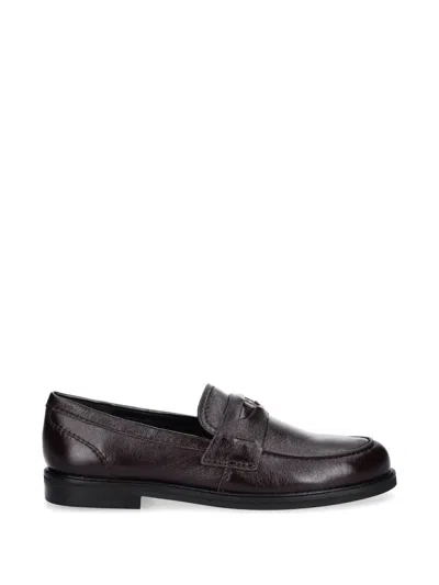 Nokwol Leather Strap Loafers In Brown