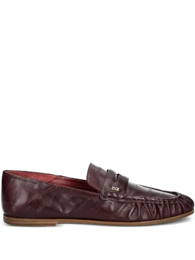 Nokwol Pleated Loafers In Burgundy