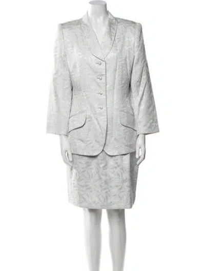 Pre-owned Nolan Miller Printed Glitter Accents Skirt Set In Silver