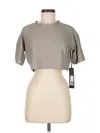 Noli Short Sleeve Top Gray Square Neckline Tops In Gray