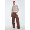 Noli Yoga Milan Satin Cargo Pant In Mocha