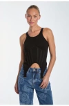Noli Yoga Kiara Garter Tank Top In Black