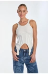 Noli Yoga Kiara Garter Tank Top In White