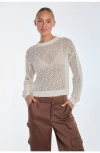 Noli Yoga Lucie Sequin Crochet Top In Pearl