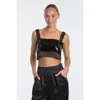 Noli Yoga Zoey Sequin Crop Top In Black
