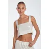 Noli Yoga Zoey Sequin Crop Top In Pearl