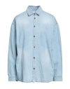 Nolita Woman Denim Shirt Blue Size S Cotton In Blue