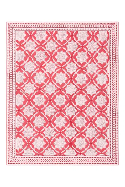 Nologo-chic Bordered Mat 35 X 45 Cms Place Mat X 2. Cotton Coral Red One Size - Red In Pink