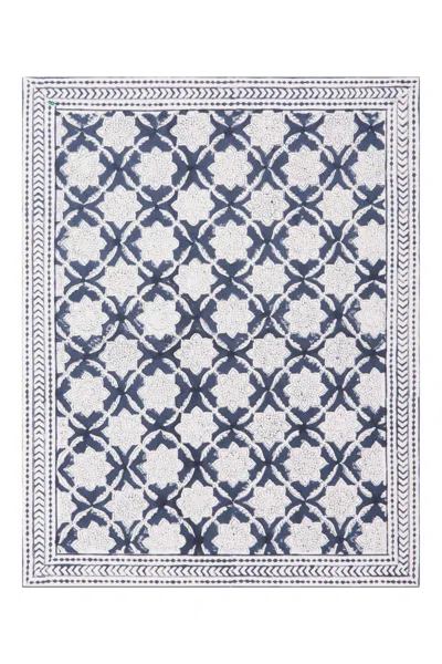 Nologo-chic Bordered Mat  Place Mat  Cotton Indigo One Size- Blue